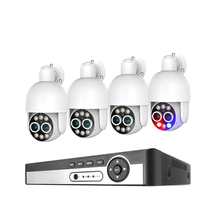 Kit Supraveghere 8CH NVR cu 2 Camere 8MP, Detectie AI, Nocturna, 35x25x20cm