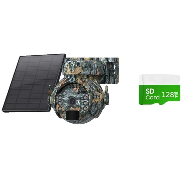 Камера за наблюдение, 4MP, 4G, 128GB, двойни лещи, 7800mAh