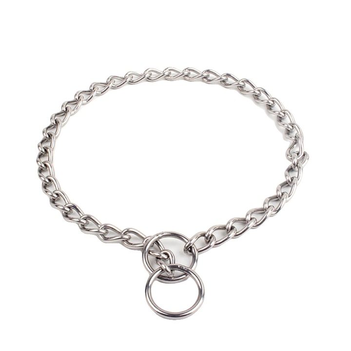 Zgarda de antrenament, 4MM x 70CM, alb, inox