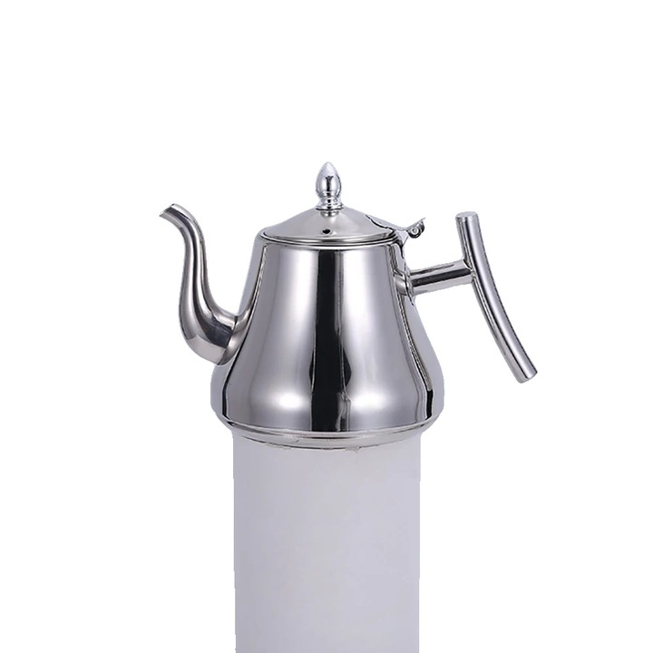 Ceainic din otel inoxidabil, 1.0L, compatibil cu inductie, argintiu