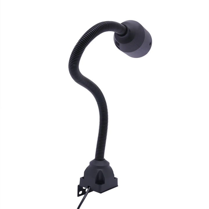 LED работна лампа, лампа за машина с гъша шия, мощност 5 W, гъвкаво рамо на 360°, цветна температура 4000K/6000K, фиксирана основа, за струг и фреза, черна