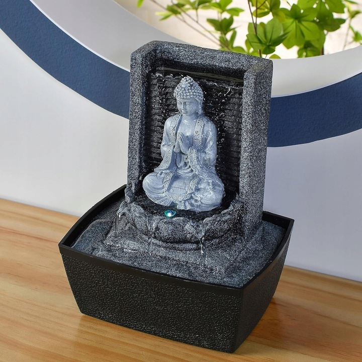 LED декоративен фонтан, модел Zen'Light Nirvana, с LED осветление, воден ефект, 30x45см