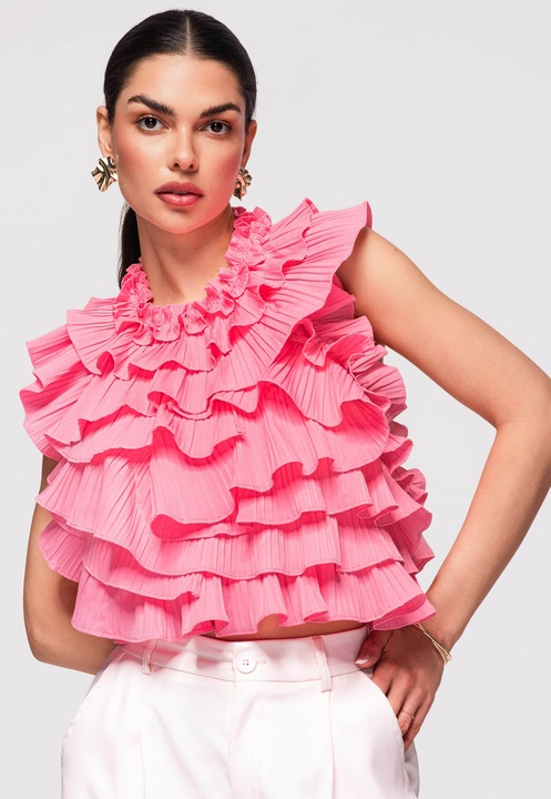 Bluza cu spatele decupat LARICA OW-TS-E0006, Roz, One Size