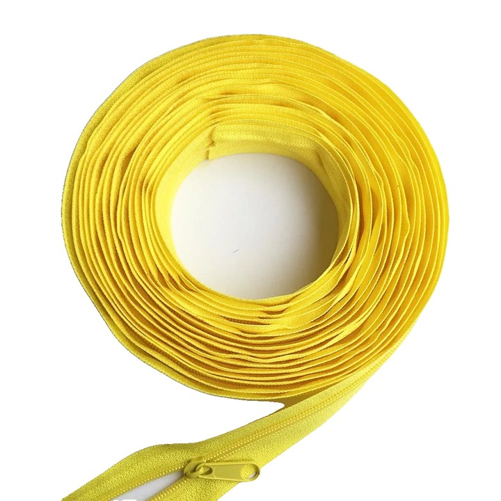 Cipzárak, nyitott típusú, környezetbarát anyag, 5#, 12 méter, 24 darabos készlet, sárga 110