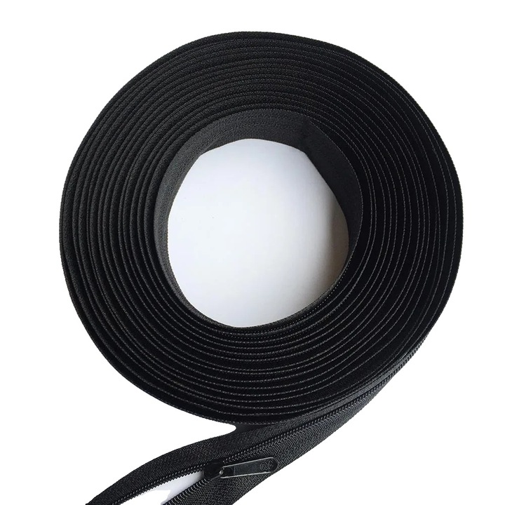 Cipzárak, nyitott típusú, környezetbarát anyag, 5#-d, 12 méter, 24 darabos készlet, fekete 322