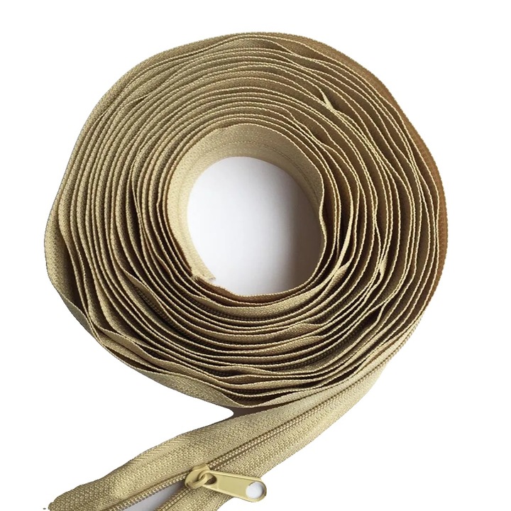 Cipzárak, nyitott típusú, környezetbarát anyag, 5#-c, 12m, 24 darabos készlet, sötét bézs 308