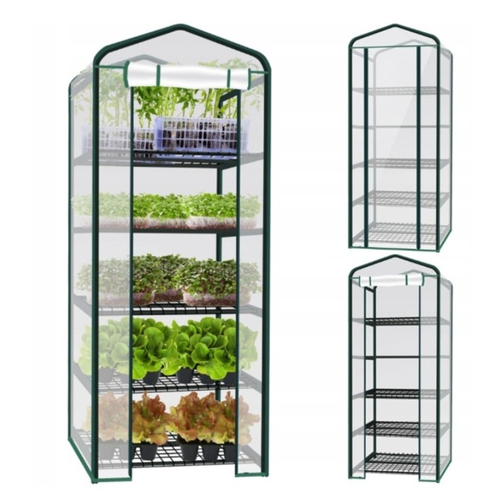 Mini sera verticala cu 5 etaje, 69x49x200cm, PVC, pentru balcon si gradina