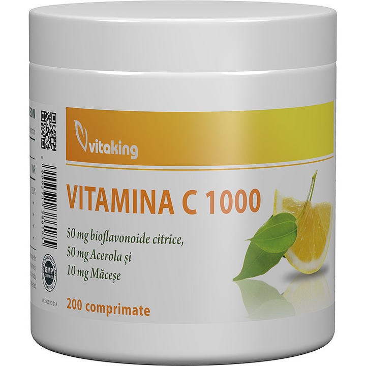 Vitamina C 1000 mg cu bioflavonoide, Acerola si Macese - 200 comprimate