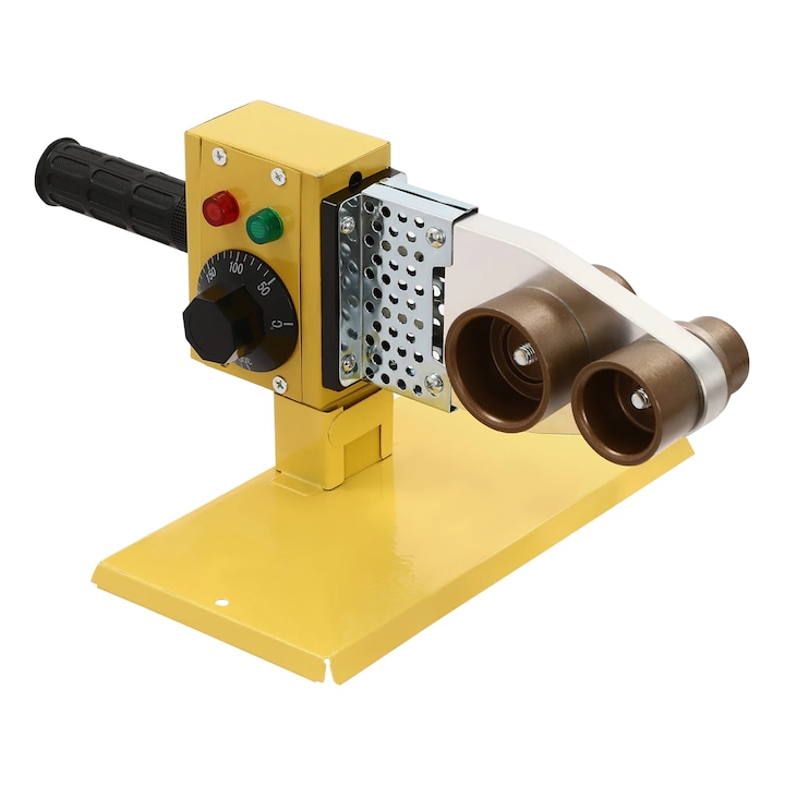 Aparat de sudura tevi din plastic, Masina de sudat tevi, 800W, 20–63 mm, 220V, stecher UE, Galben