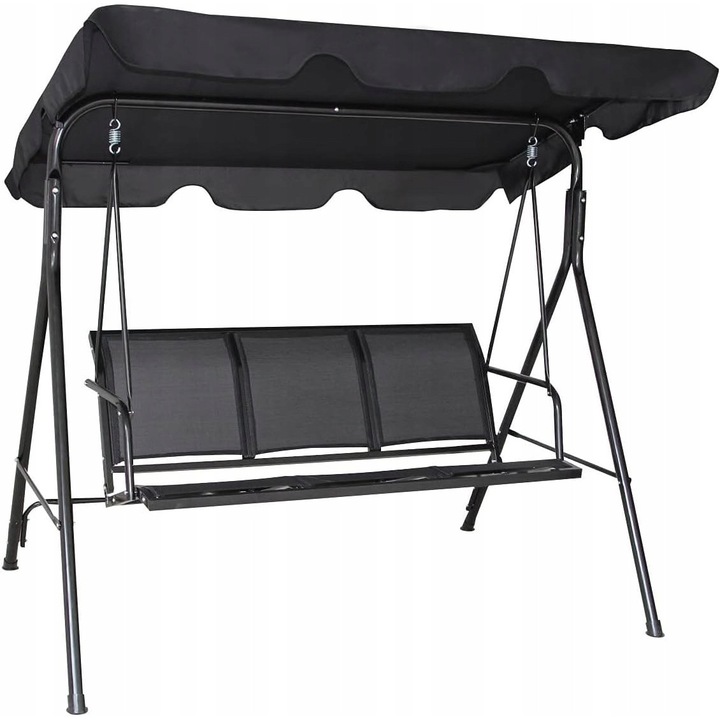 Hamac de gradina cu acoperis reglabil, structura din otel, rezistent la intemperii, antracit, 2 locuri