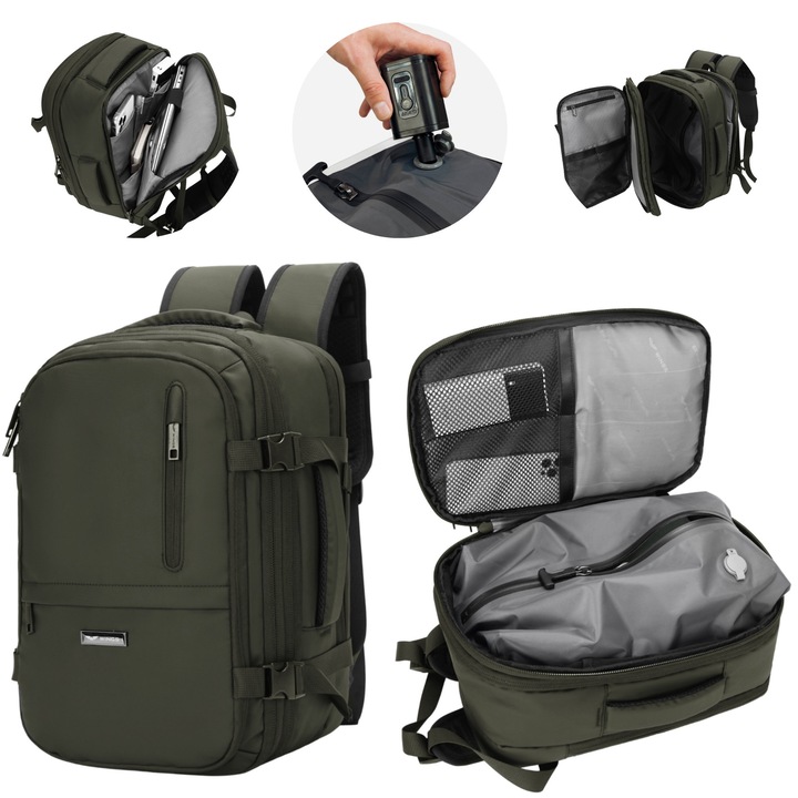 Rucsac Cabina Avion Wings 40x25x20 cm, compartiment laptop 14", impermeabil, ventilatie spate, culoare albastru