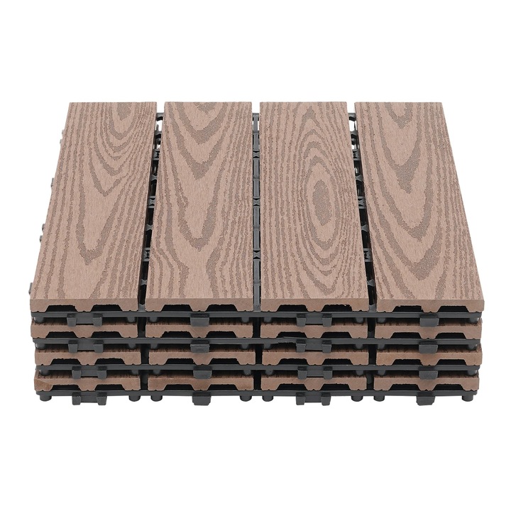 Placi pardoseala modulara WPC, set 22 bucati, 30x30 cm, grosime 20 mm, maro cafea