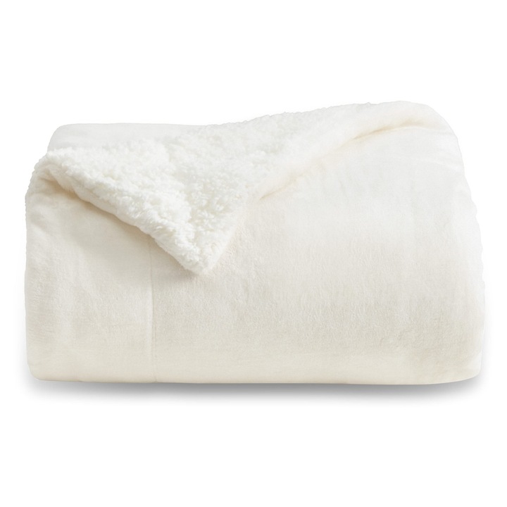Пухкаво одеяло BEDSURE Sherpa fleece XXL, 220x240 см, цвят бял
