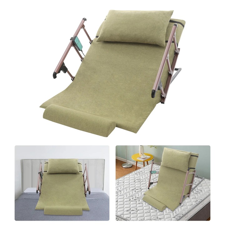 Spatar electric pentru pat, Ridicator spate reglabil cu telecomanda, Motor DC 50 W, Tensiune 90–240 V, Unghi 2–80°, Dimensiune 120×75 cm, Verde