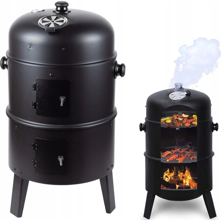 Gratar portabil, inox, pliabil, pentru carbune, argintiu, 42x21,5x2,1cm