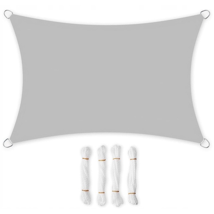 Zagiel de soare 3x5m, waterproof, gri deschis, set cu 4 linii de montaj