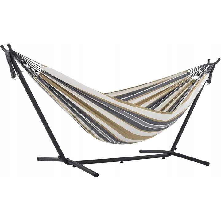 Hamak dublu cu suport, 140x203cm, 250x109x104cm, pana la 210kg, multicolor
