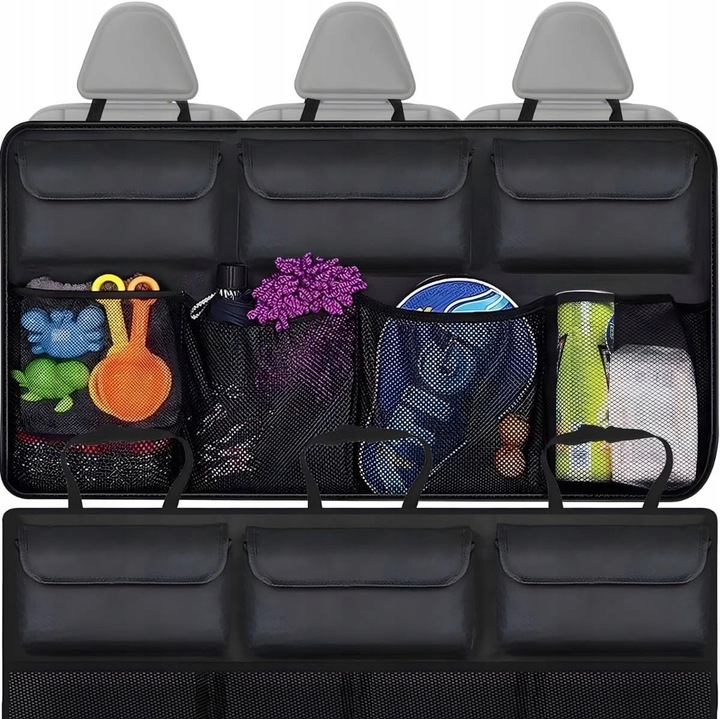 Autós csomagtartó rendező, 89,5x35cm, 7 zseb, Oxford anyag, összecsukható