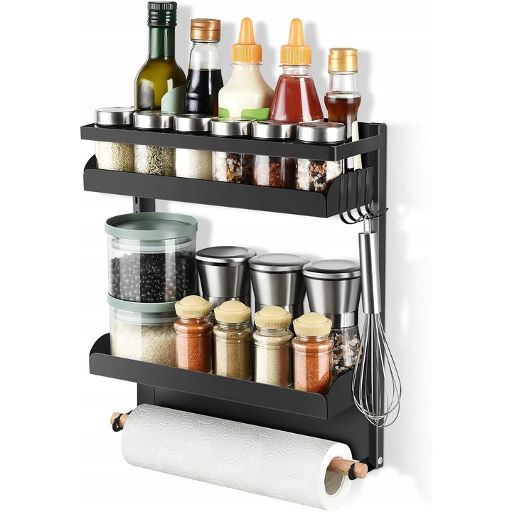 Organizator magnetic pentru condimente, 2 niveluri, 31x10,5x36cm