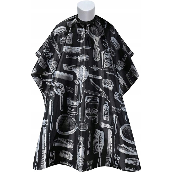 Pelerina universala pentru frizerie, 140x120cm, nylon, cu perie de curatare