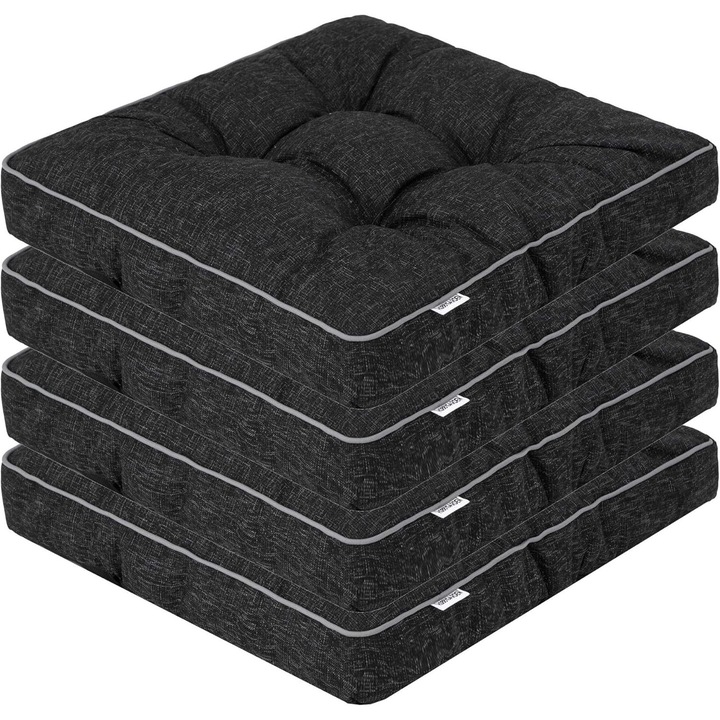 4 db dekoratív párna szett, Klara, 49x47cm, fekete, víz- és UV-álló