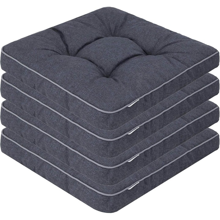 Set 4 perne decorative, 49x47cm, negru, pentru fotolii de gradina