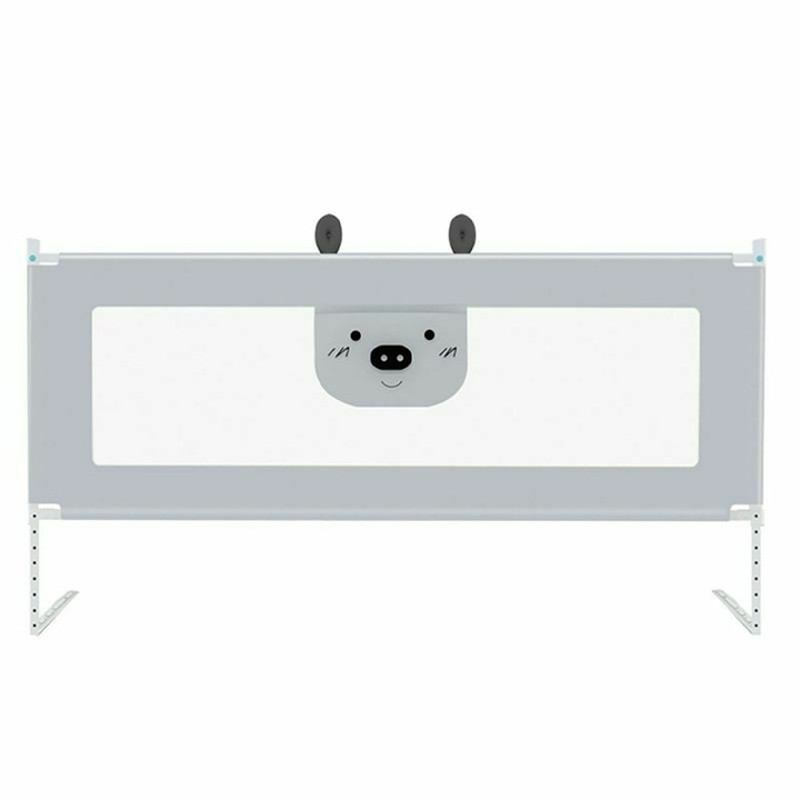 Bariera protectie pat culisanta XXL 180 cm Bears Grey, inaltime reglabila 68-98 cm, model interconectabil