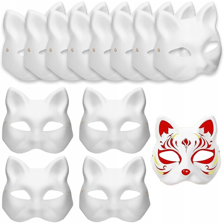 Set 12 masti animale, alb