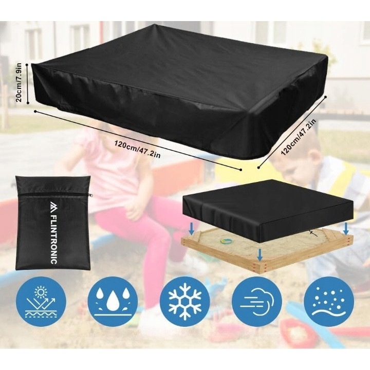 Husa pentru nisip, impermeabila, 120x120cm, neagra, material Oxford 210D