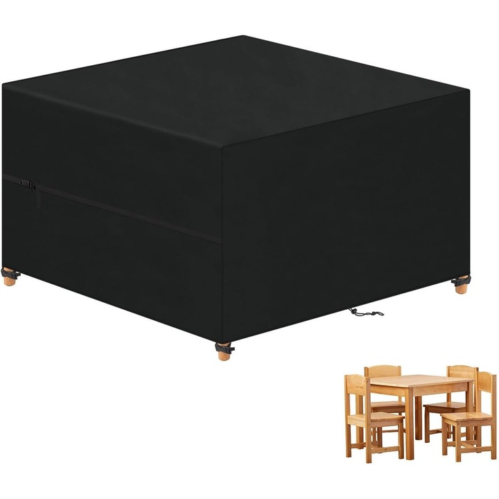 Husa pentru Mobilier de Gradina, 100x100x80cm, Neagra, Set cu Torba de Pastrare