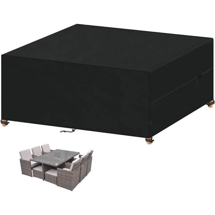 Husa pentru Mobilier de Gradina, 110x83x90cm, impermeabila, neagra, cu torba de depozitare