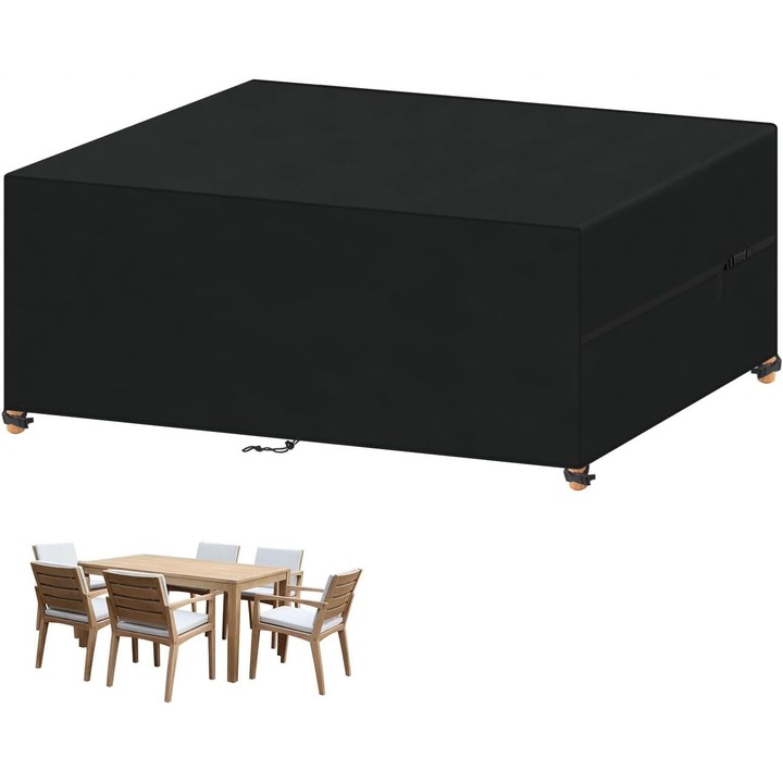 Husa pentru Mobilier de Gradina, 180x100x75cm, impermeabila, neagra, cu torba de depozitare, set