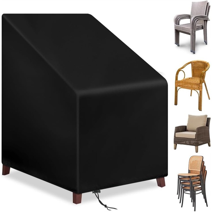 Husa pentru scaun de gradina, 65x70x120cm, impermeabila, neagra, cu sac de depozitare