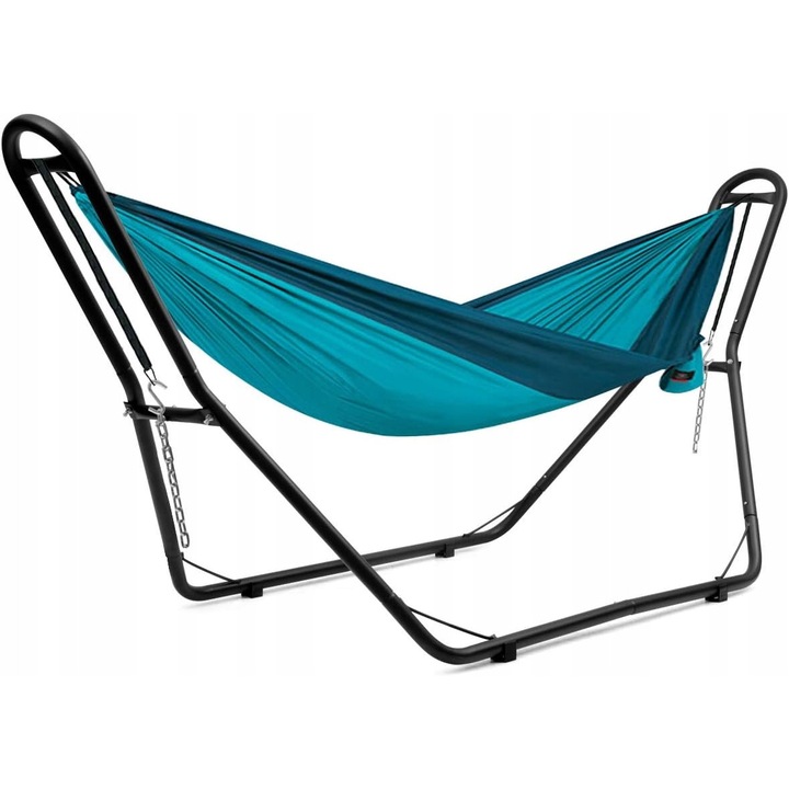 Stalp pentru hamac, metalic, negru, pentru 2 persoane, capacitate 150kg, dimensiuni 295cm