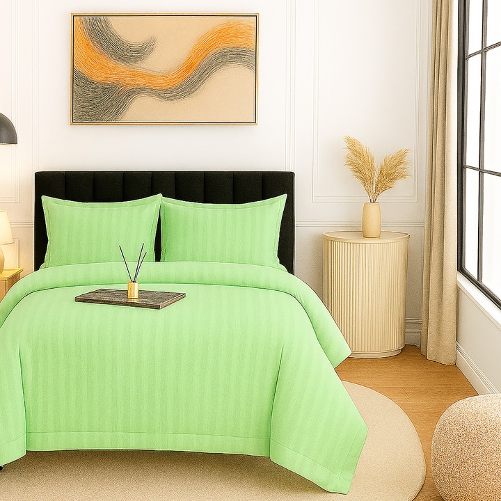 Lenjerie pat damasc policoton Ralex Pucioasa, multicolor, 200x220cm