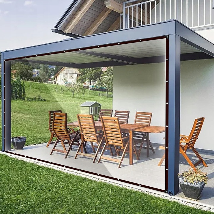 Prelata transparenta 4x4m, rezistenta la apa, cu margini intarite, pentru protectia mobilierului si a plantelor