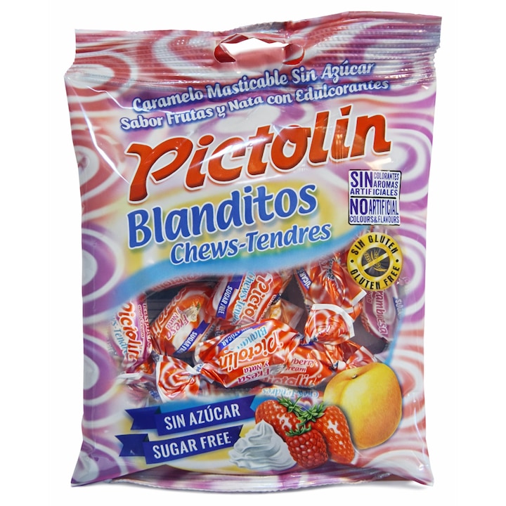 Bomboane moi fara zahar Pictolin Blanditos – gust de fructe si frisca, fara gluten 65g