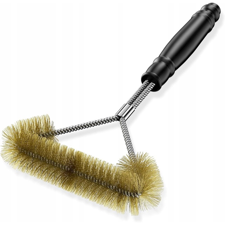 Perie pentru gratar 30,5 cm, 3 fete, inox, pentru curatare eficienta, set