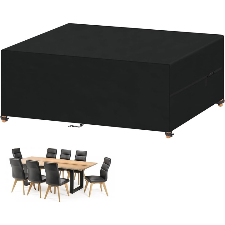 Husa pentru mobilier de gradina, impermeabila, 210x110x75cm, material Oxford 420D, neagra, set complet