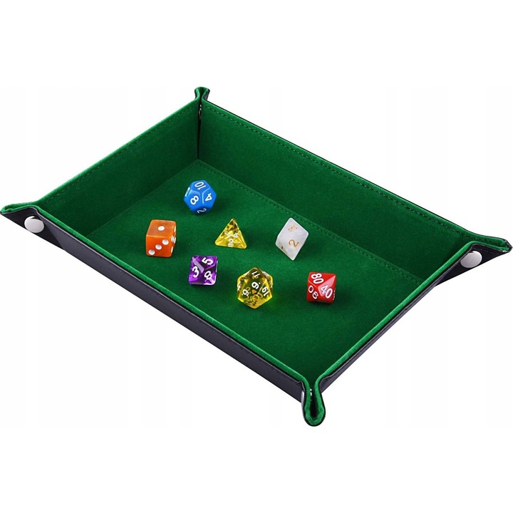 Taca pentru jocuri de societate, ciemnozelena, pliabila, din poliuretan, 27x19x0,4cm