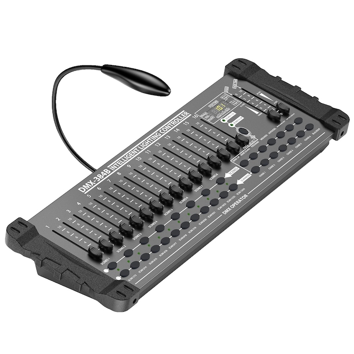 Controler de lumina, 384 canale, conectivitate DMX, 30 banci de scene, ZQ12007, plug EU