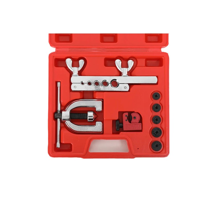 Set Taiere si Bordurare Tevi, Aparat Dubla Bordurare, otel 45#, rosu, dimensiuni prindere 0, 48cm - 1, 27cm