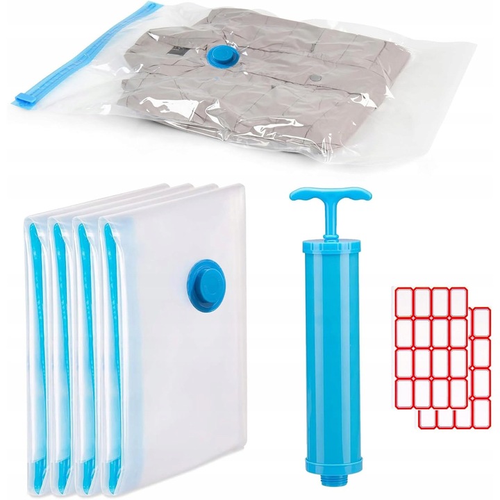 Set 4 Worki Prozniowe pentru Ubrania, 40x60cm, Pompka, Protectie impotriva Prafului si Umiditatii