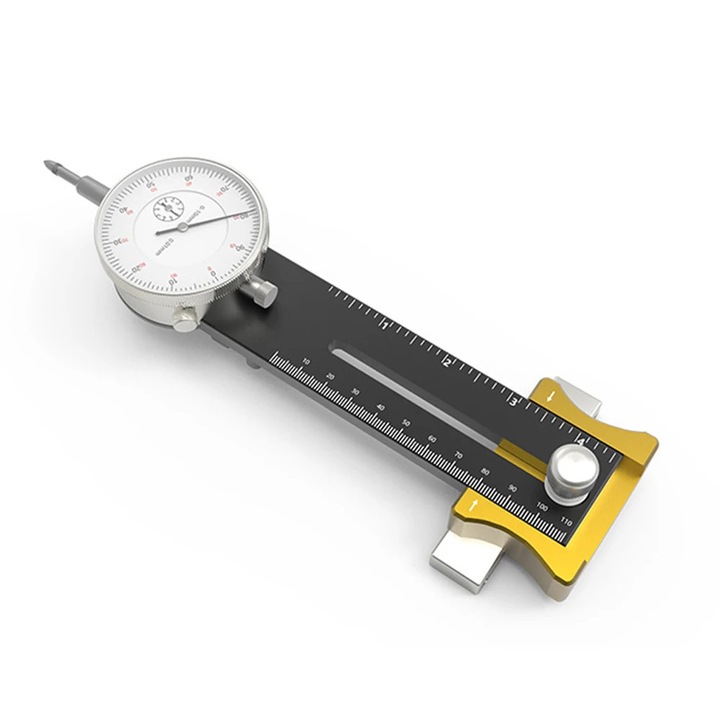 Indicator cu ceas din aliaj de aluminiu, reglabil 13-22 cm, pentru calibrare circular de masă, husa inclusă, 23 cm