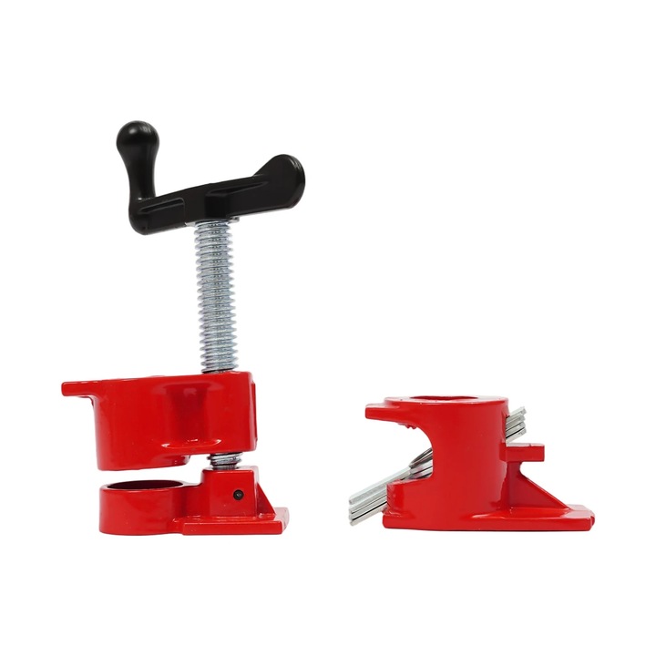 Clema de teava pentru lemn, 12, 7 cm, metal, roșu și negru, set de 2 bucăți