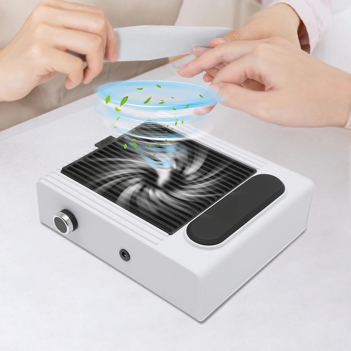 Aspirator praf unghii, 80 W, alb, 21x23x6, 7 cm, profesional, compact