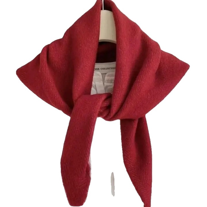 Esarfa tricotata, design multifunctional, caldura confortabila, rosie, 35x104cm