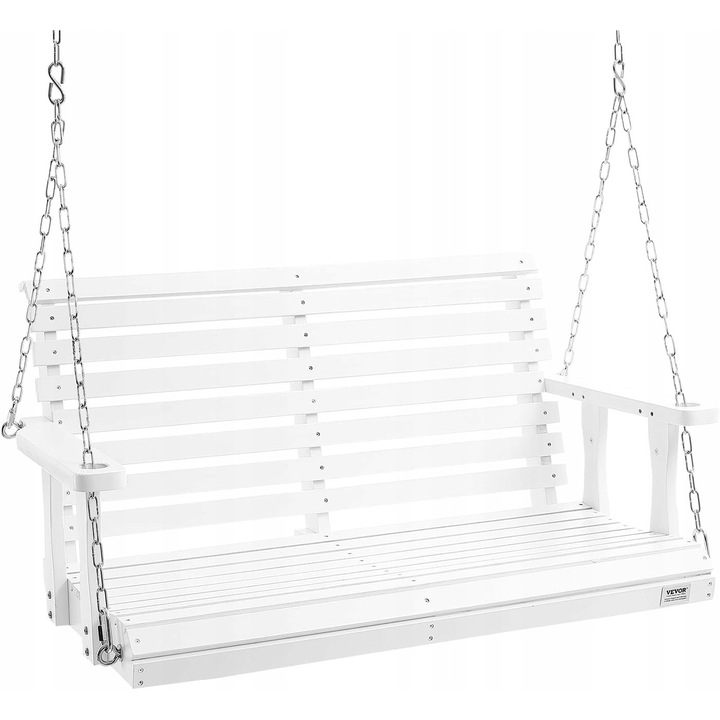 Banca de gradina din lemn, 400kg, 124x71x60cm, cu lanturi reglabile, design retro