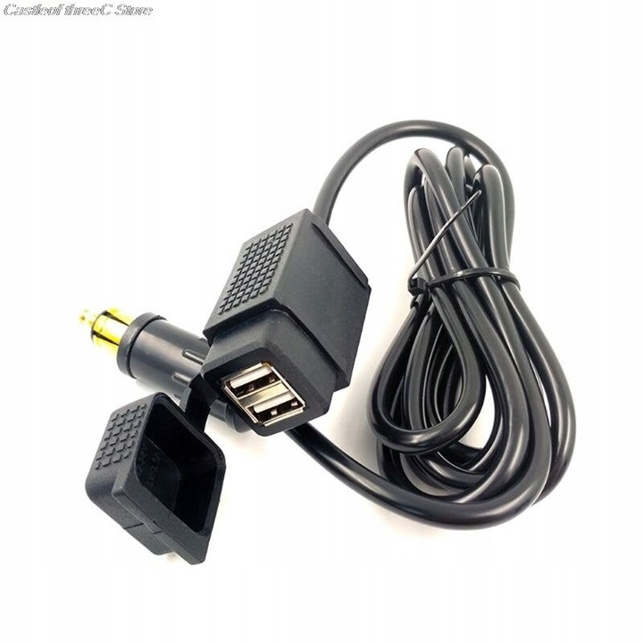 Зарядно за мотор 12V-24V, Hella/DIN, 2 USB порта, 1,8м кабел, за мотоциклети