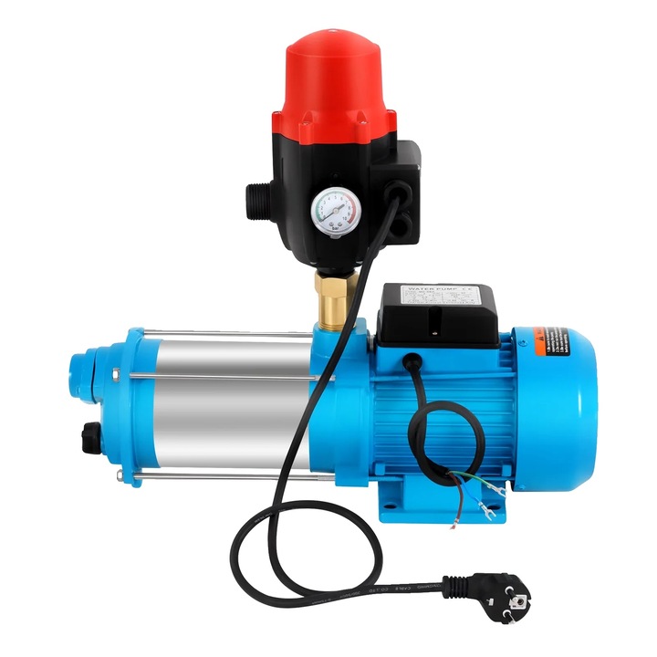 Центробежна помпа, висок дебит, конструкция от неръждаема стомана, синьо-червено, 4000 L/H, 9.8 Bar